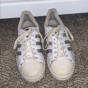 Adidas Superstar White and Silver Metallic